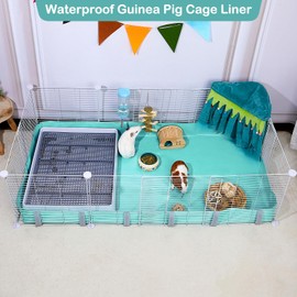 Guinea Pig Cage Liner, Waterproof Liner for Guinea Pigs, Guinea Pig Bedding with Tarp Bottom for C&C Grids, Cage Liners for Guinea Pig, Bunny, Hamster, Rabbit,Not Include Cage,56 * 28 inches