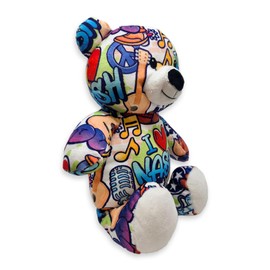 PLUSHOLOGY I Love Nashville Graffiti Teddy Bear Eco Friendly Stuffed Animal; Cuddly Soft Velboa Plush Animal for Kids 3 Years Old to Adults; Child-Safe Embroidered Face Details (10" Tall When Seated)