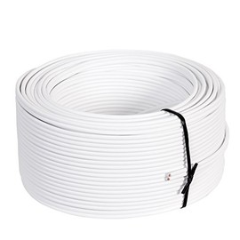 Misterhifi 15 m Speaker Cable 2 x 2.5 mm², Stranded Wire: 2 x 78 x 0.2 mm, White Insulated, 99.99% OFC Copper Cable, Made in Germany, Speaker Cable/Audio Cable for Speakers and Home Cinema