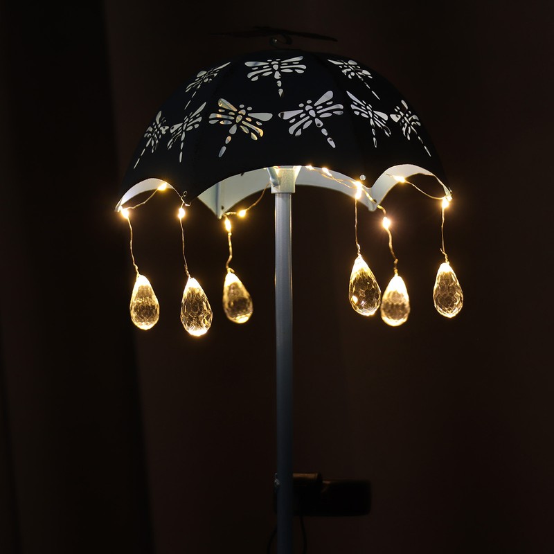 Solar Bird Feeder LED Floor Lamp with Feeding Tray Umbrella