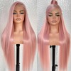 BlackSwern 13x6 Pastel Pink Lace Frontal Wigs, HD Glueless Synthetic
