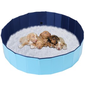 NATGAI Portable Whelping Box for Puppies | 47"X12" Dog Birthing Pool, Whelping Pen for Dogs, Dog Pool Ideal for Puppies' Delivery & Outdoor Fun (47inch Dia. × 12inch H/120 × 30cm)