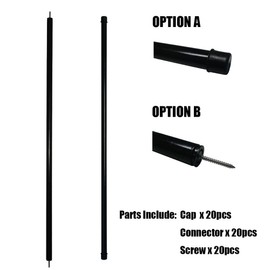 3/4 Inch Round x 26 Inch Length Staircase Deck Balusters Standard Plain Black Coated for Stair/Deck/Porch Pack of 10