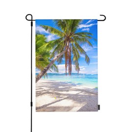 HGOD DESIGNS Beach Sun Garden Flags for Outside Tropical Palm Tree Summer Blue Landscape Small Yard Flag Farmhouse Yard Outdoor Decoration 12.5X18 Inch
