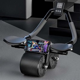 Automatic Rebound Abdominal Muscle Wheel - Color: Black, style: With smart counter