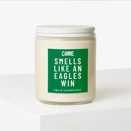 Smells Like a Football Win Scented Candle - 8oz and  16 oz Eco-Friendly Soy Wax House Candle for Game Day Decor & Gift - Long Lasting 100 Hours Burn Time:_Eagles *SBLIX Edition*_Sparkling Champagne