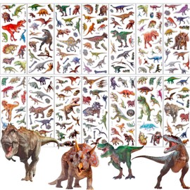 Deen Dinosaur Stickers, 14 Sheets Dino Stickers for Children and Toddlers, 3D Puffy Dinosaur Stickers Set for the Reward Stickers on the Theme Dinos Sticker Album Children's Birthday, 18 x 7 cm