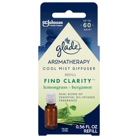 Glade Essential Oil Diffuser Refill, Use with Cool Mist Aromatherapy Diffuser, Air Freshener for Home, Find Clarity Scent with Notes of Bergamot & Lemongrass, 0.56 Fl Oz