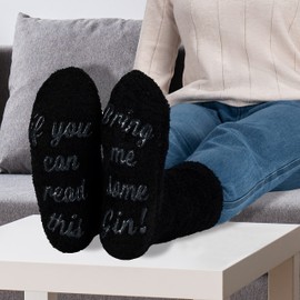 Polar 'If You Can Read This' Socks - 'Bring Me Some Gin' - Gift Packaging - Present For Wife - Womens Cute Funny Quote Cotton Socks - Indoor Thick Warm Thermal For Her Cosy Fluffy Novelty Socks