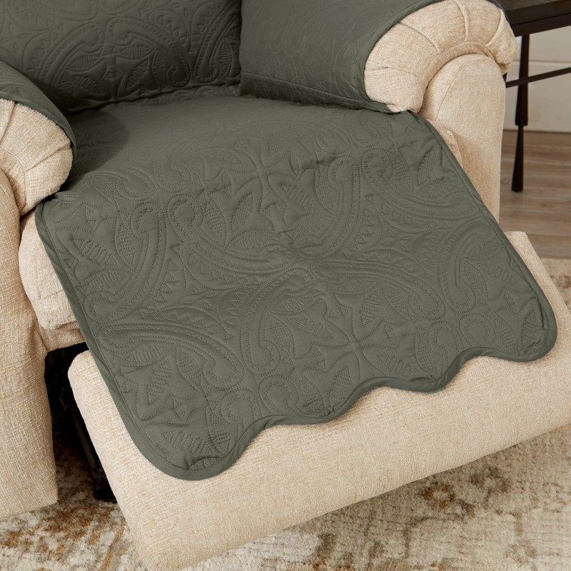 Great Bay Home Medallion Stitched Solid Furniture Protector Stain Resistant