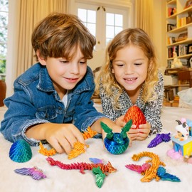 Merrwon Set of 4 3D Printed Magnetic Flight Kites with Dragon Egg - 3D Dragon with Wings in the Egg, Creative Toy, Gift & Decoration (A)