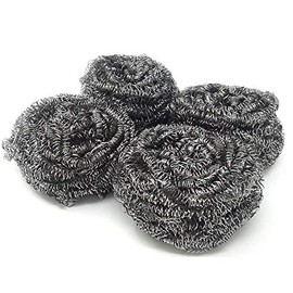 Wideskall Stainless Steel Kitchen Cleanging Sponges Scouring Pad Steel Wool Scrubbers (Pack of 4)