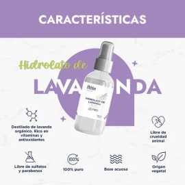 Hebbe Hidrolato de Lavanda 120 ml Tónico Facial Hidratante Balancea pH y Fija Maquillaje