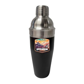 R and R Imports Copper Mountain Colorado Design A Souvenir 24 oz Stainless Steel Cocktail Shaker Black Single