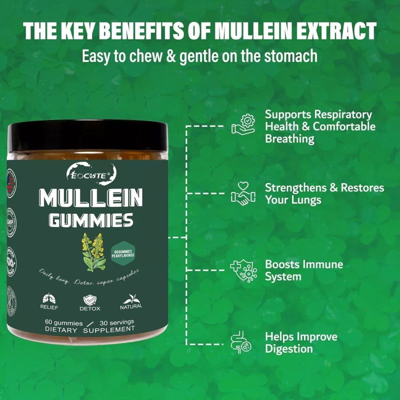 EOCUTE 9 in 1 Mullein Leaf Extract Gummies for Lung