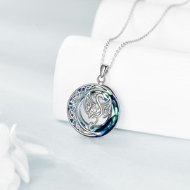 Grmdit Dragon Necklace Celtic Knot Dragon Pendant Necklace with Crystal Jewelry Gifts for women