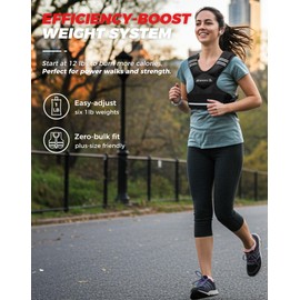 BAGAIL Adjustable Weighted Vest for Men & Women 12-18lb, Comfortable U-Neck Rucking Vest with 6 Removable Weights, Storage Pocket and Reflective Strips for Running, Rucking, HIIT, Cardio & Home Gym