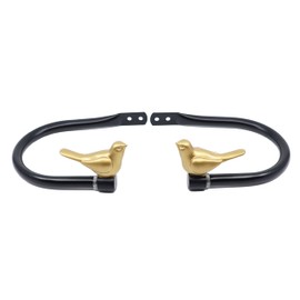 Meriville Set of 2 Farmhouse Decorative Bird Window Curtain Holdbacks for Draperies, Gold Finial with Black Hook