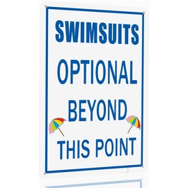 Swimsuits Optional Beyond This Point Metal Tin Sign No Clothing Sign For Pool Clothing Optional Beyond This Point Hot Tub Funny Pool Outdoor Wall Art 8x12 In