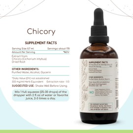 HerbEra Chicory A120 Alcohol Herbal Extract Tincture, Super-Concentrated Chicory (Cichorium Intybus) Dried Root Powder (4 fl oz)