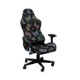 QYZDLM Gaming Chair Covers Slipcovers, 3D Printing Stretchable Elastic Computer Reclining Gaming Chair Seat Cover with Armrest Cover (No Chairs)(A)