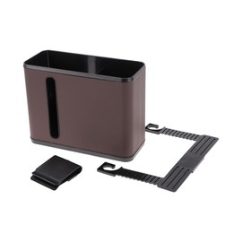 INFINAUTO Car Trash Can Front Rear Seats 7.1" Length 2.8" Width 5.5" Height Auto Trash Bin Faux Leather ABS Brown Hanging