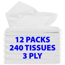 Car Tissue Refill - 12 Packs of 20, 3-Ply Tissues, Convenient Fill for Auto Visor or Cylinder Tissue Holders, Essential Car Visor Accessories, Great for Home, School, Travel, from Funwares