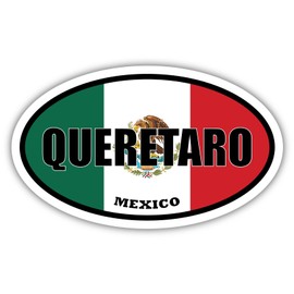 3 Pack 2x3 inches | Queretaro Mexico Flag Oval Sticker Construction Toolbox, Hardhat, Lunchbox, Helmet, Mechanic, Luggage