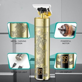 Hair Clippers for Men, Hair Clipper Electric Hair Trimmer Professional Haircuts Machine Vintage LED Display Rechargeable Hair Clipper for Men (Color : Red with Box)