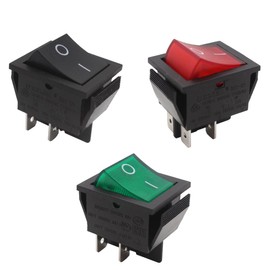 Wipptaster, 6 Stück, an/aus, Ein-Aus-Kippschalter, 4 Endpunkte, Mini-Wippschalter, geeignet für Autos, Boote, Haushaltsgeräte, Momentan, Kippschalter Ein-Aus-Ein, Mehrfarbig, 16 A, 250 VAC/125 VAC