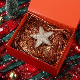 BoxSkivra 4 OZ Rose Gold Crinkle Paper Shredded Paper for Gift baskets Filler Paper Shred for Gift Wrapping Crinkle Cut Paper Shred Filler for Easter Basket Grass, Christmas, Birthday, Mother's Day