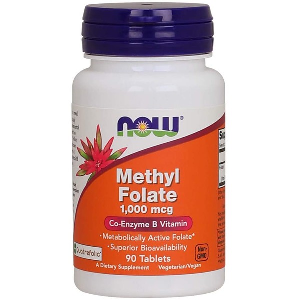 NOW Supplements, Methyl Folate 1,000 mcg, Metabolically Active Folate*, Co-Enzyme B Vitamin, 90 Tablets