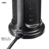 Sanwa Supply TAP-B112C1A2BK Tower Tap with USB Charging Function, Black