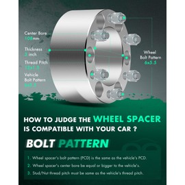 SCITOO 2Pcs 3" Wheel Spacers 6x5.5 Studs 12x1.5 108mm 6Lug Wheel Spacers No Hubcentric Fit for Toyota for Tacoma for 4runner FJ Cruiser for Sequoia for Tundra T100 for Land Cruiser Pickup