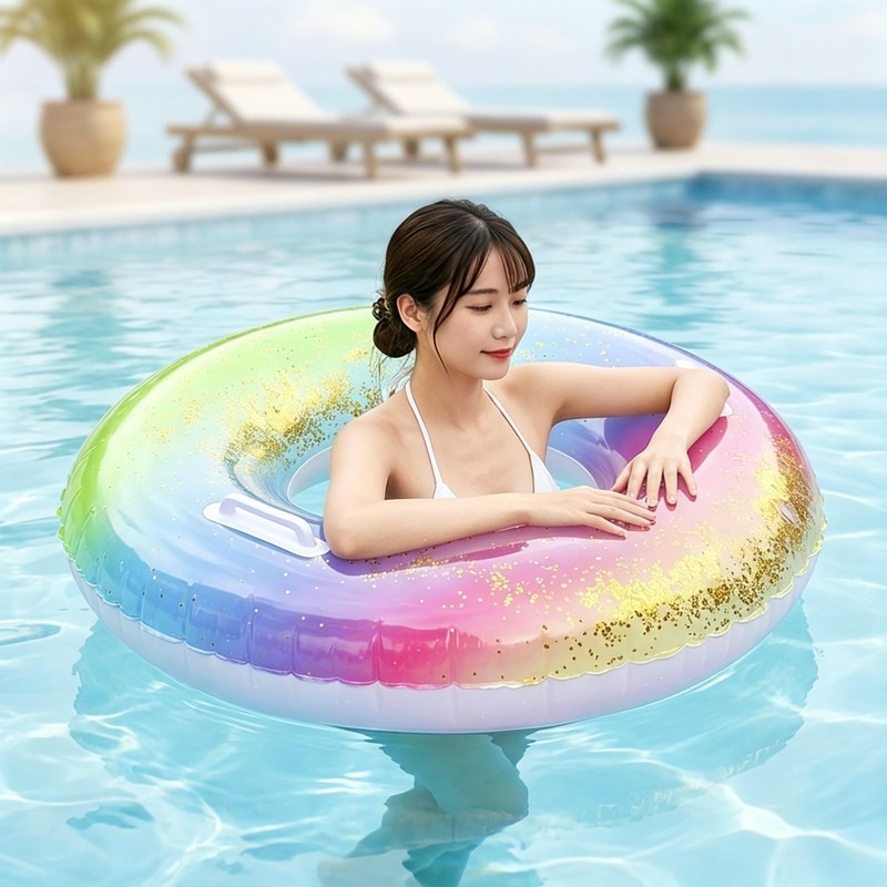 浮き輪 うきわ 大人用 子供用 O型 フロート 虹のオブジェ おしゃれ 厚手 安全