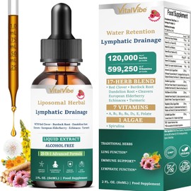 25-in-1 Liposomal Lymphatic Drainage Drops - Echinacea, Turmeric, Elderberry & Dandelion - To Support Immune System & Lymph, Liver Detox & Lung Care (Mullein) - Vegan & Alcohol Free - 60 ml