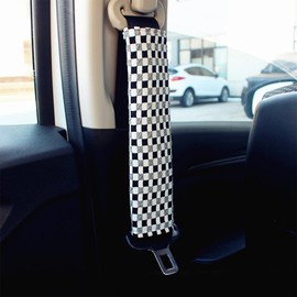 FALVFUN Car Seat Belt Pad Cover, 2PCS Cute Soft Vehicle Seatbelt Strap Shoulder Cushion for Comfortable Driving, Automotive Interior Accessories, Universal for SUV Sedan Truck (Black)