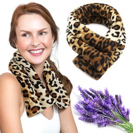 SunnyBay Microwave Heating Pad, Microwavable Heated Neck and Shoulder Wrap, Soothing Weighted Moist Heat or Ice Pack with Flaxseed and Lavender, FSA HSA Approved, 26x5 Inches, Leopard