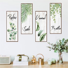 SMAOSTORE Wall Sticker, Fresh Green Plants, Foliage, Stylish, English, Green Leaf, Background Wallpaper, Plants, Waterproof, Removable, Wall Sticker, Scandinavian Wallpaper Sticker