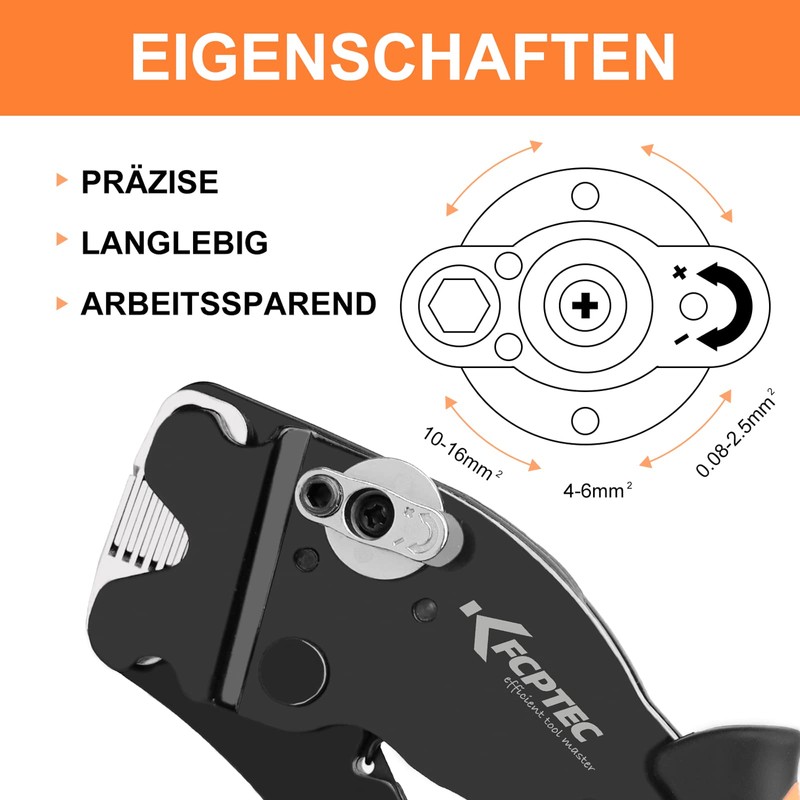 KF CPTEC Self-adjusting wire end ferrule pliers, 0.08-16 mm², square