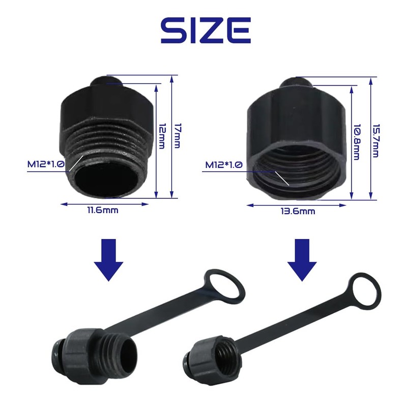 10Pcs M12 Connector Dust Cover, M12 Socket Panel Mount Dust