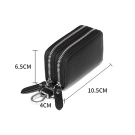 Berfi Life Car Key Case Genuine Leather, Car Keychain Holder with Metal Hook, 2 Sides Pocket Car Key Fob Holder for Women