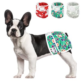 SlowTon Pañales Lavables para Perros Hembra sin Fugas, 3 Piezas Cómodos Pañales Súper Absorbentes y Reutilizables con Cierre Ajustable para Perros en Celo, Micción por Incontinencia (Animale, M)