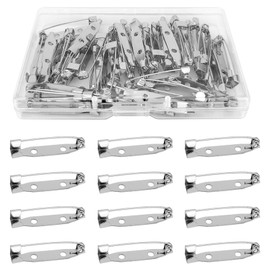 50 Pcs Silver Bar Pins, Safety Pins - Secure Back Clasp - Reliable Brooch Pin for Various Uses Locking Pin Backs Safety Clasp Brooch (32MM, Silver)