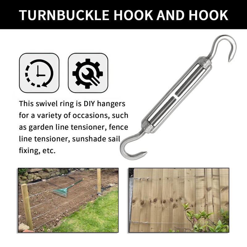 MDEOOSKY 10Pcs M5 Turnbuckle Hook and Hook, Stainless Steel Turnbuckle