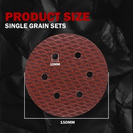 Pack of 50 Sandpaper 150 mm Velcro, 240 Grit 6 Hole, Red Sanding Discs Set for Random Orbital Sanders