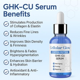 Copper Peptides Serum for Face – Firming, Rejuvenating, Collagen Enhancing – with GHK-Cu and Hyaluronic Acid – 1 Fl Oz