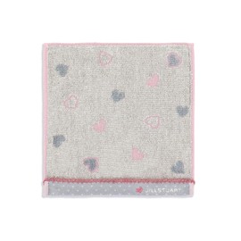 JILL STUART Candy Dot Towel Handkerchief, Gray, Heart, Full Feed Cotton, 58-1700060, Approx. 7.9 x 7.9 inches (20 x 20 cm)