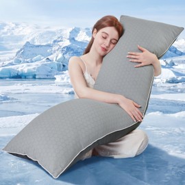 YZ HOME Cooling Body Pillow for Adults, Cold Touch Fabric,Blue Shredded Memory Foam, Support for Side Back Stomach Sleepers, Removable Washable Cover(Dark Grey,20x54 inch)