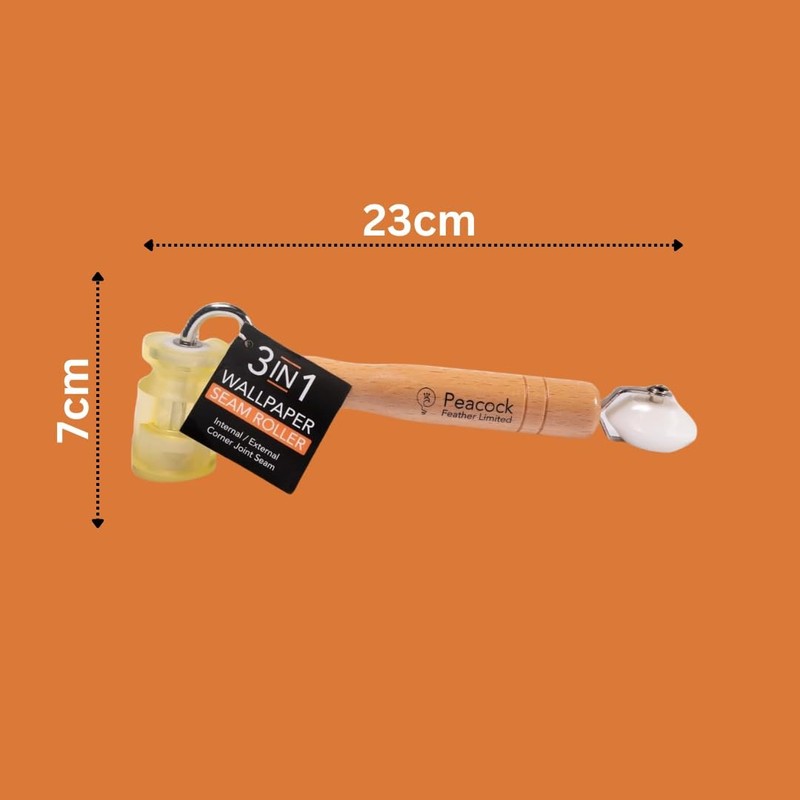 Peacock Feather 3-in-1 Wallpaper Seam Roller Tool for Joints, Internal